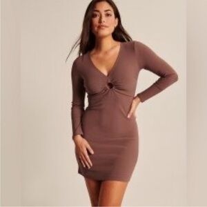 Abercrombie &Fitch O Ring Bodycon Mini Long Sleeve Dress Terracotta XL EUC